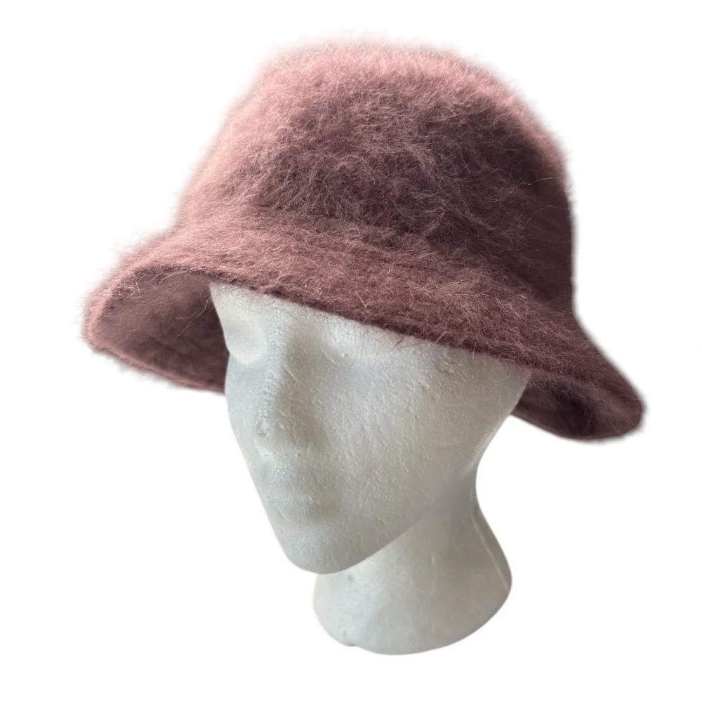Kolob Furry MOHAIR Fedora Bucket Hat Winter Classic Deep Burgundy Classic Winter